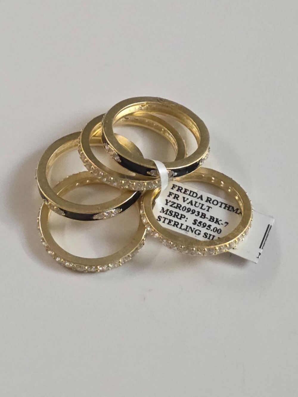 Freida Rothman Gold Plated Two Tone 5-Stack Ring - Picture 6 of 12